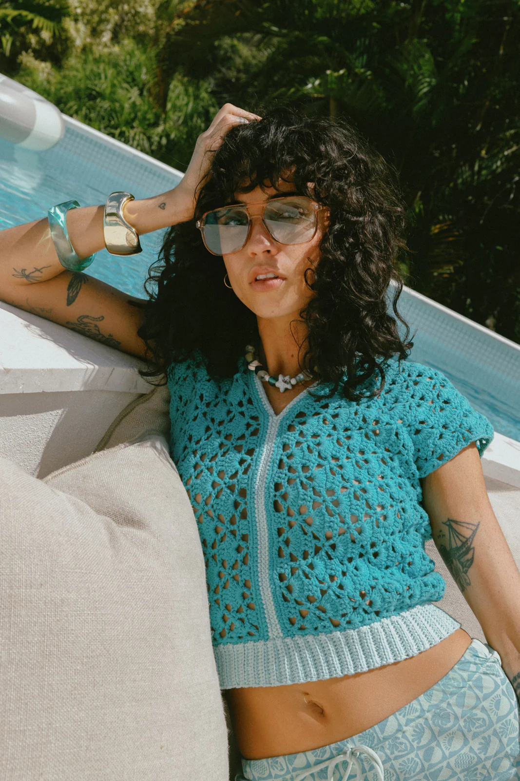Havana Crochet Top - Blue - Image 2
