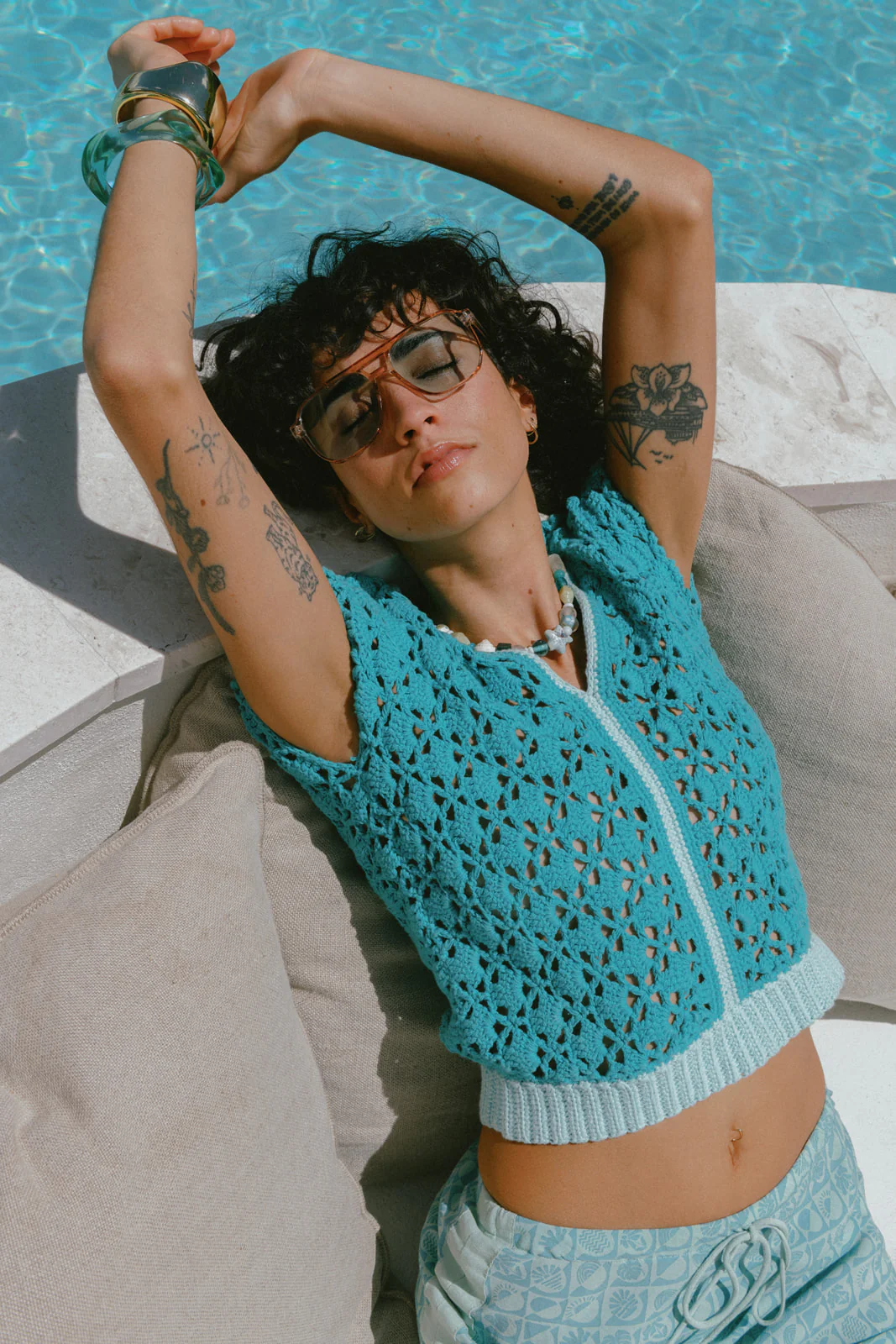 Havana Crochet Top - Blue - Image 3
