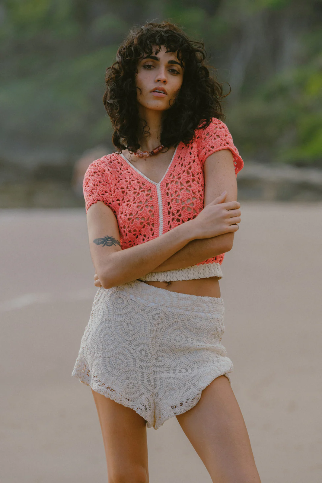 Havana Crochet Top - Coral - Image 2